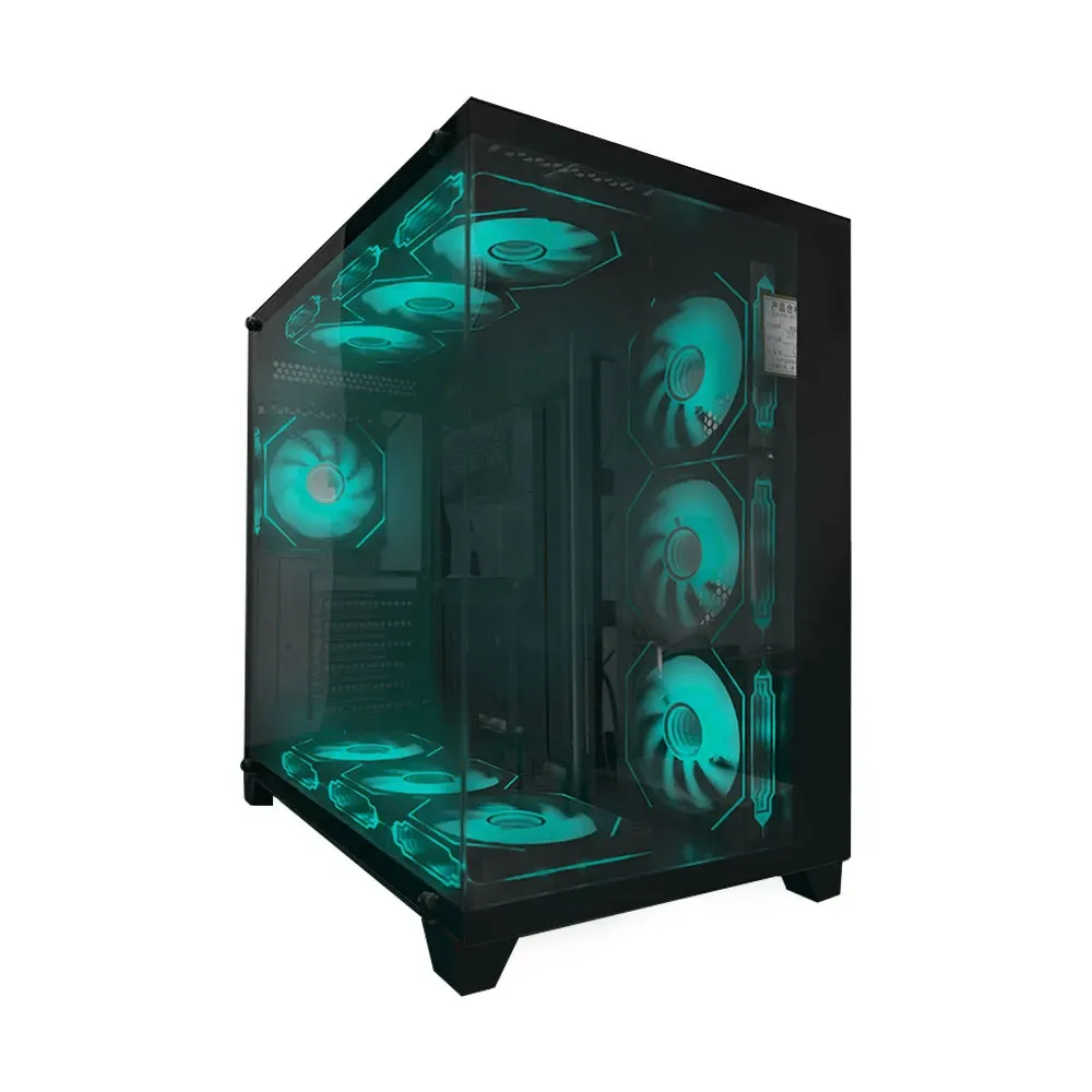 Manmu Mid Tower Double Chamber Gaming Case +10 RGB Fans - Balck