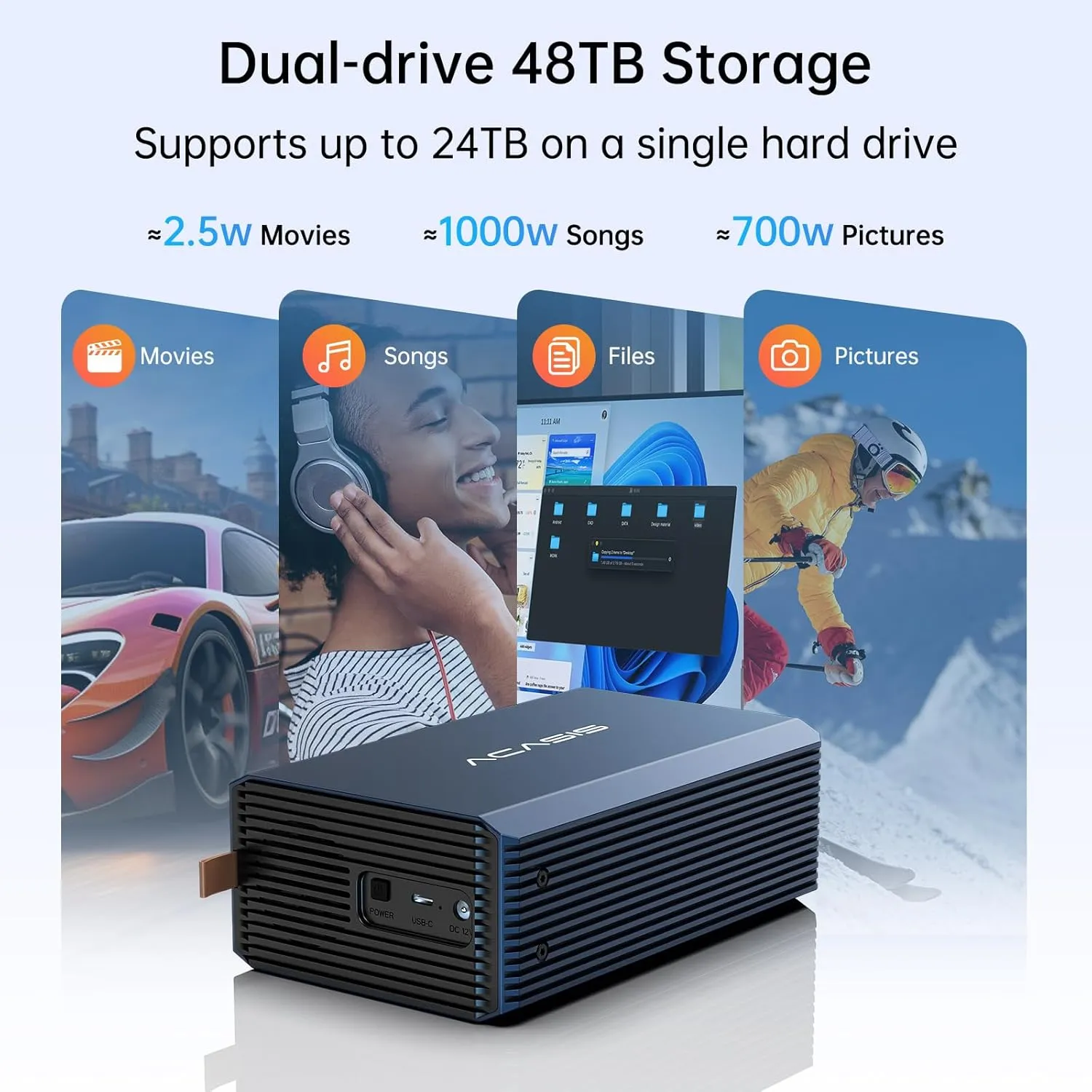 ACASIS External Dual-Drive RAID Enclosure with Cooling Fan for 2.5/3.5" HDD/SSD