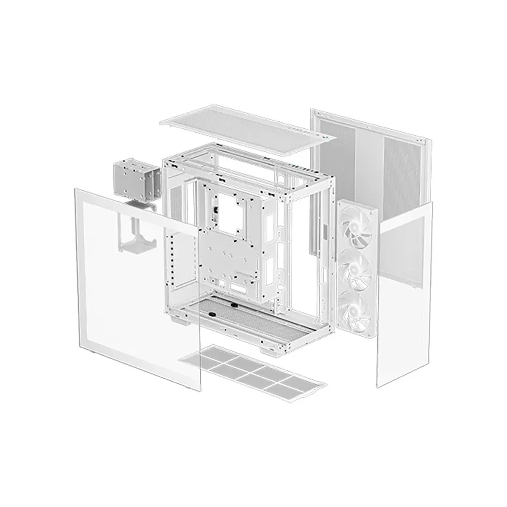 DeepCool CH780 WH, White PC case ATX Dual-Chamber 3 x 140mm PWM ARGB Fans Pre-Installed Full Tower Gaming PC Case - White