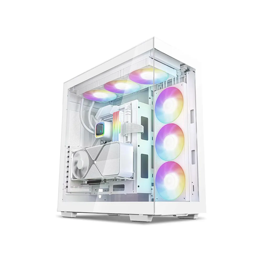 DeepCool CH780 WH, White PC case ATX Dual-Chamber 3 x 140mm PWM ARGB Fans Pre-Installed Full Tower Gaming PC Case - White