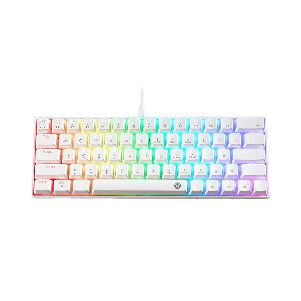 Fantech Atom63 MK859 RGB Mechanical Wired Gaming Keyboard 60% Form factor, 63 Keys, Red Switches, Anti-ghosting, Arabic/English  - White
