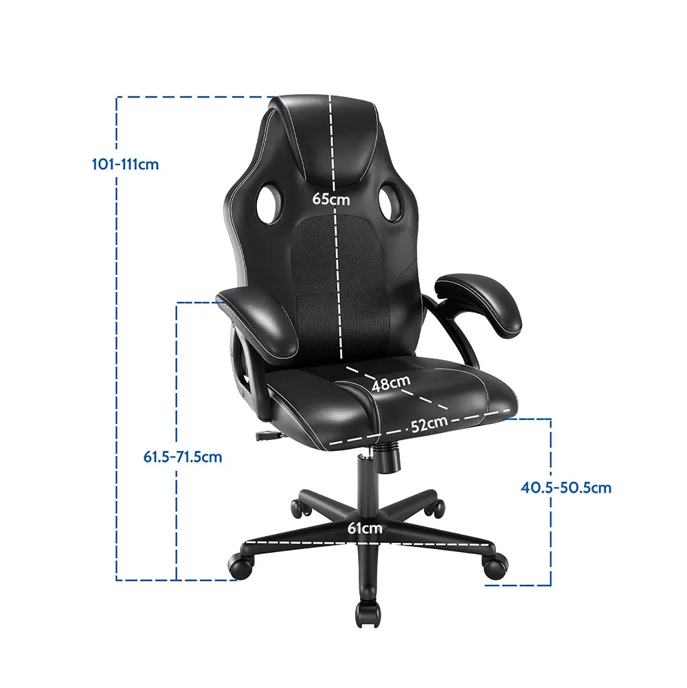 Play haha. Gaming chair Office Desk Swivel chair Computer Work chair Ergonomic Racing chair Leather PC gaming chair - Black