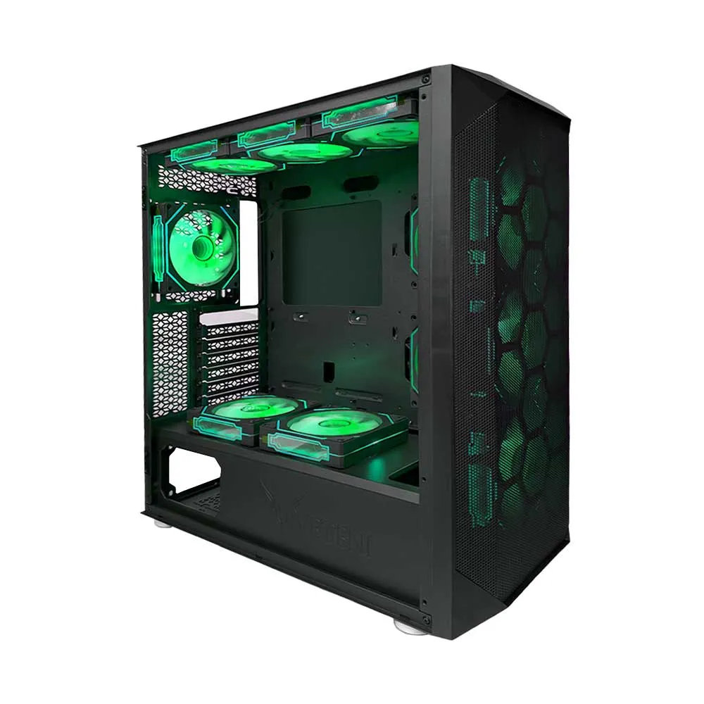 WJCOOLMAN Wanjia 360 Front Mesh +11 RGB Fnas, E-ATX/ATX/M-ATX/MINI-ITX, S360 Radiator, Silent - Black