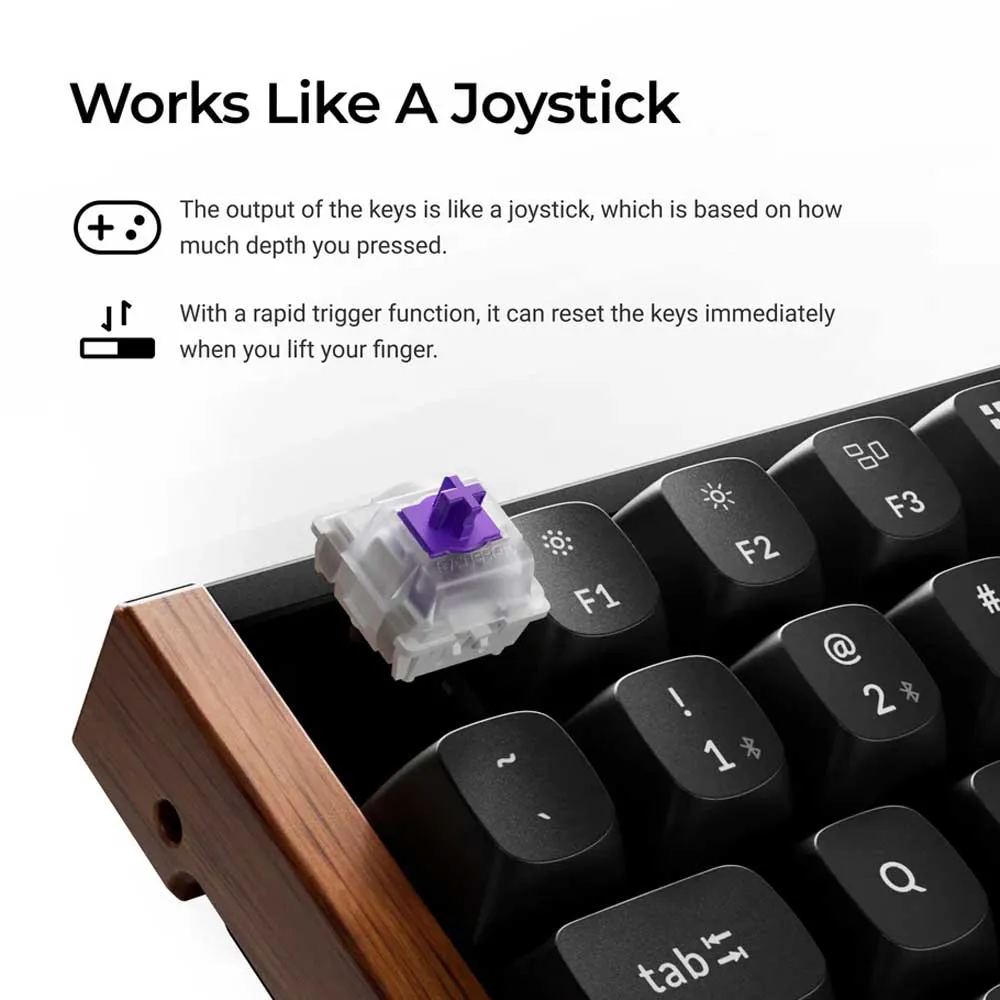 Keychron K2 HE QMK Wireless Gaming Custom Mechanical Keyboard, 2.4 GHz/Bluetooth/Wired 75% Layout Hot-Swappable Programmable RGB Backlit Gateron Magnetic Switches - Black