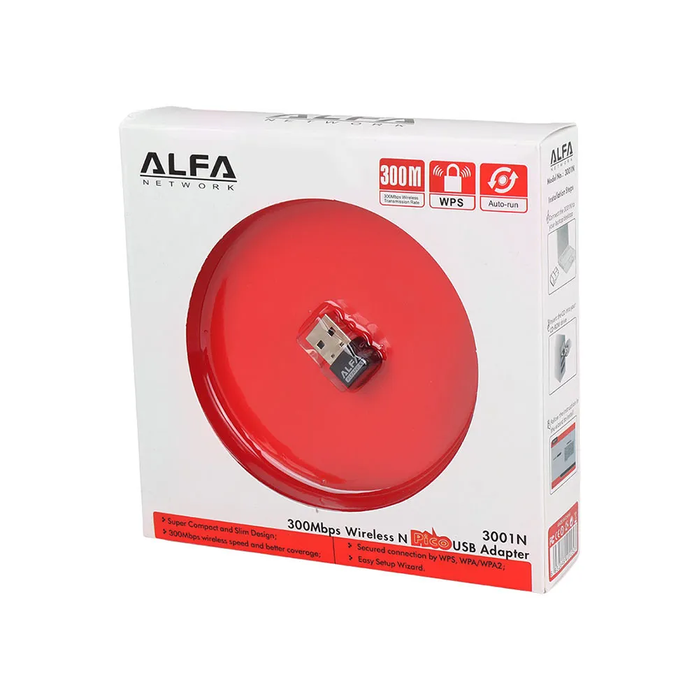 Alfa 2.4GHz 300Mbps Wireless USB Adapter 3001N Install CD-Rom use For OS:XP, Vista, Win7. Win8,8.1,10, Mac, Linux