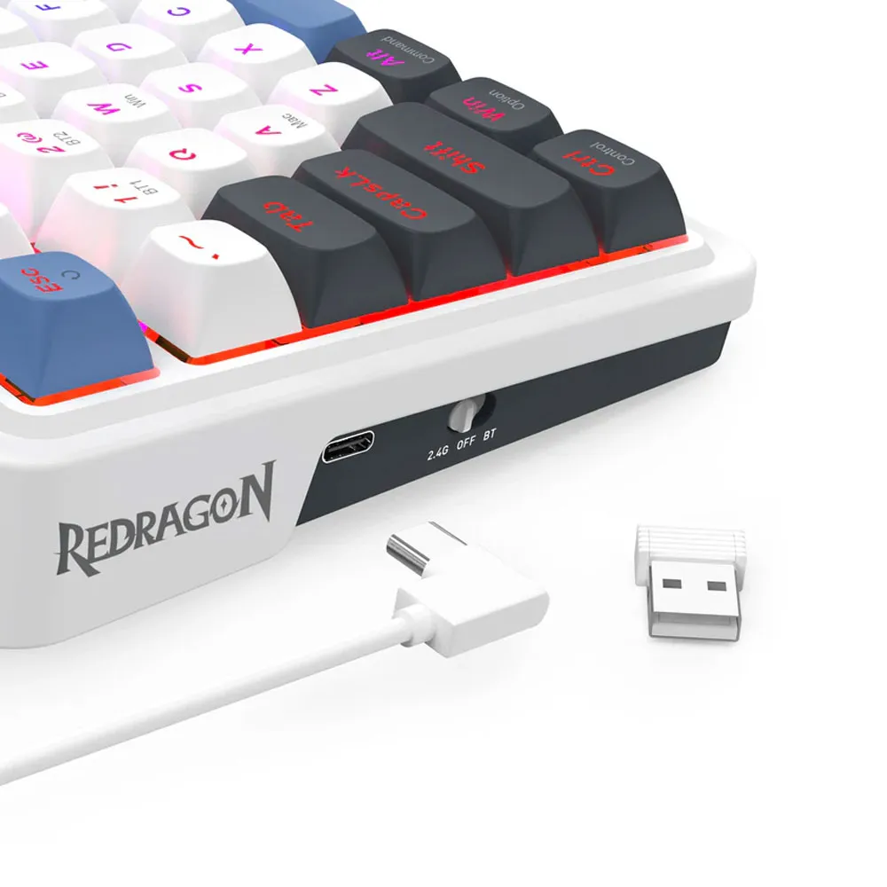 Redragon Galatin Pro K719WGB-RGB-Pro Tri Mode - Mont mambo Switch - LCD - blue/white/black