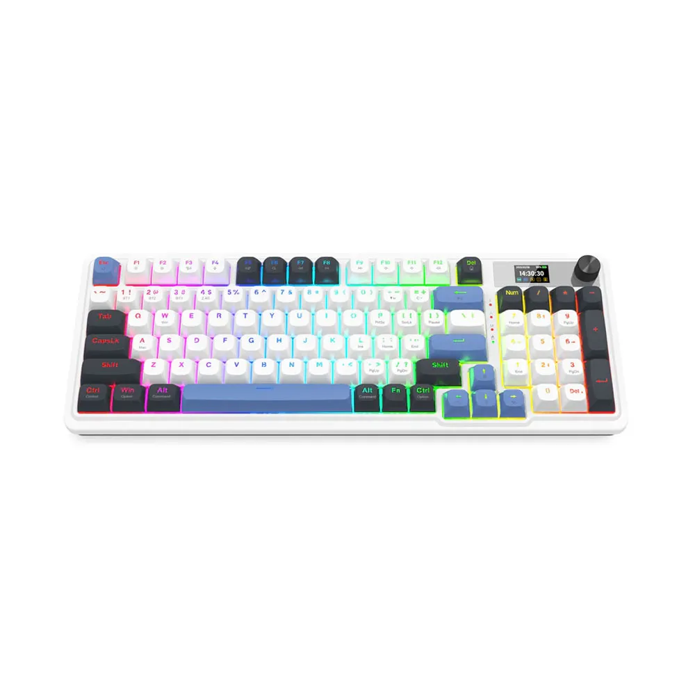 Redragon Galatin Pro K719WGB-RGB-Pro Tri Mode - Mont mambo Switch - LCD - blue/white/black