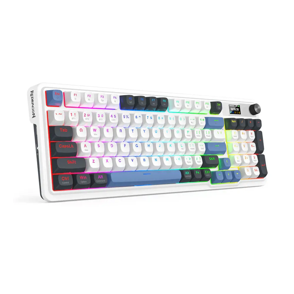 Redragon Galatin Pro K719WGB-RGB-Pro Tri Mode - Mont mambo Switch - LCD - blue/white/black