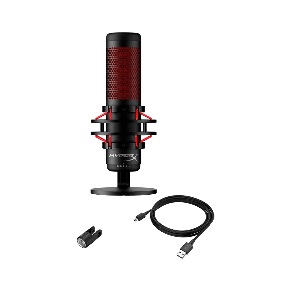 HyperX QuadCast - USB Condenser Gaming Microphone, for PC, PS4, PS5 and Mac, Anti-Vibration Shock Mount, Red LED - OPEN BOX