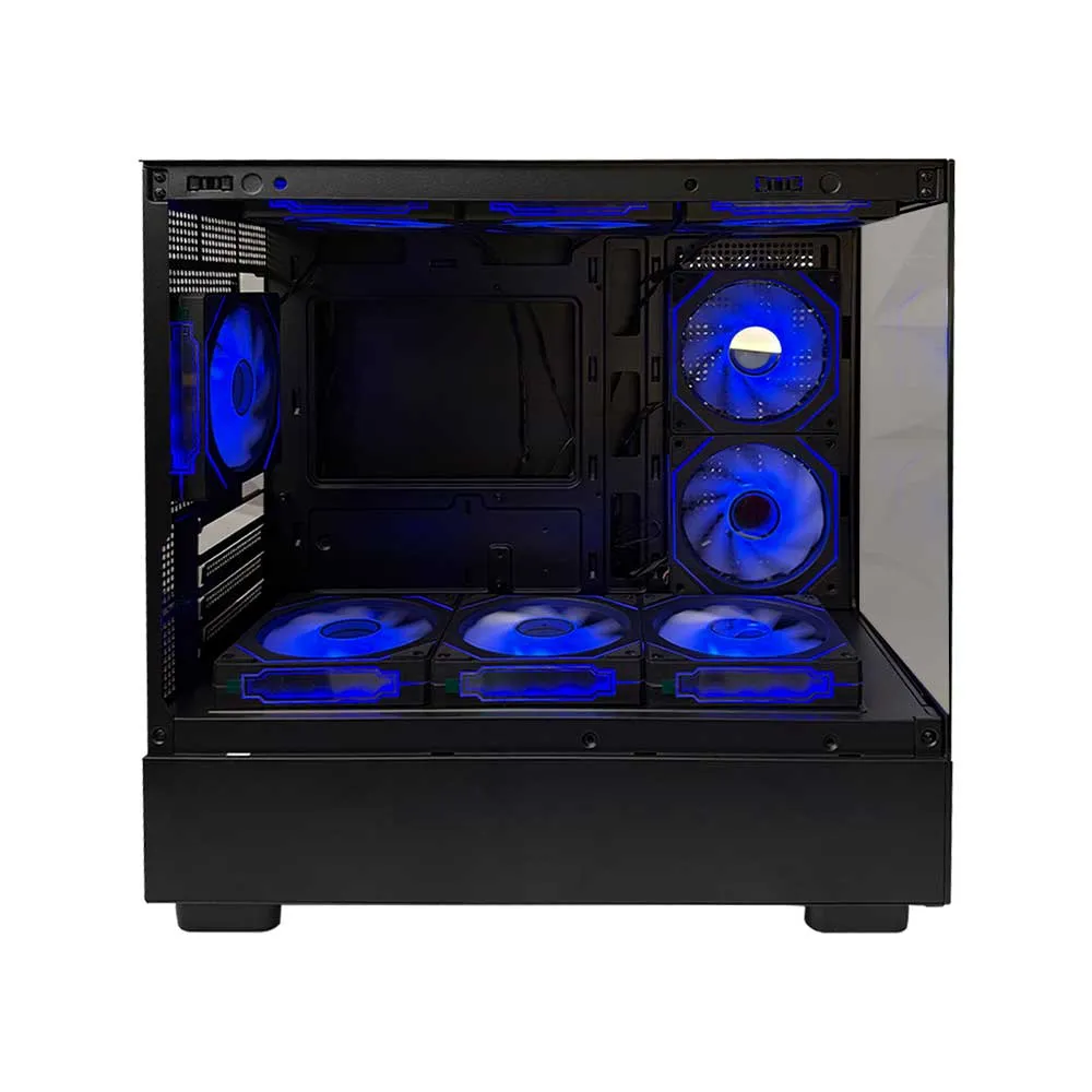 WJCOOLMAN Basalat PRO LC-XW PRO with 9 RGB Fans, Panoramic Side View Chassis ,SPCC+Tempered Glass. M-ATX/ITX , S/240/360 Top - Black