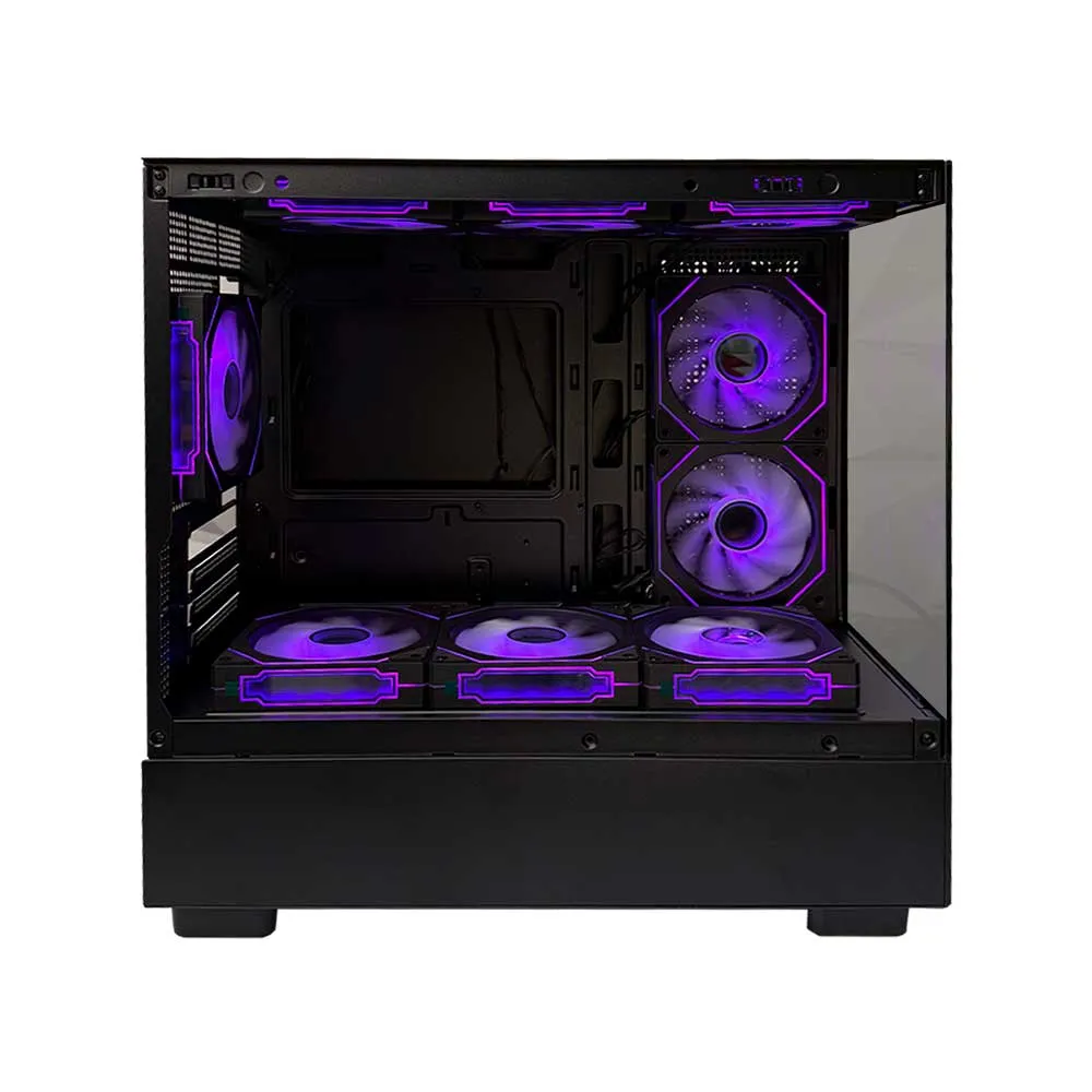 WJCOOLMAN Basalat PRO LC-XW PRO with 9 RGB Fans, Panoramic Side View Chassis ,SPCC+Tempered Glass. M-ATX/ITX , S/240/360 Top - Black