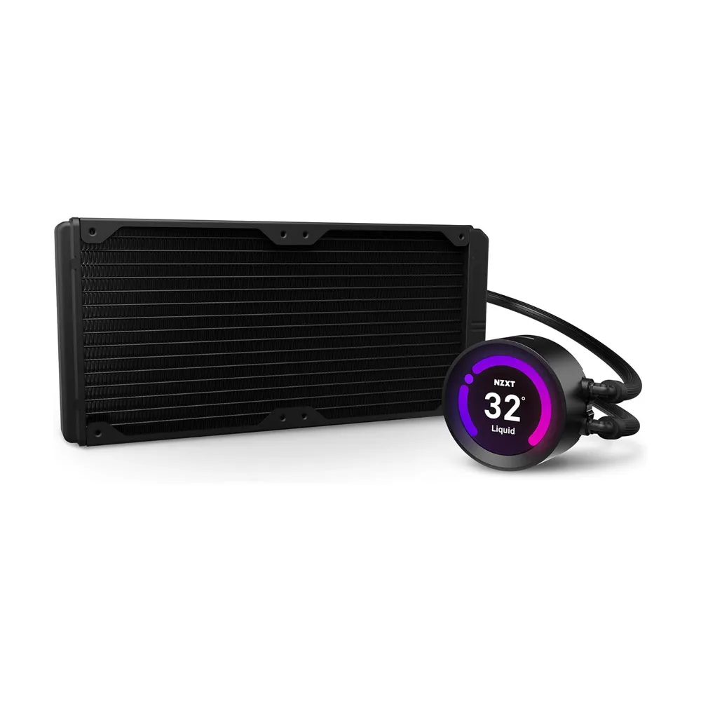 NZXT Kraken Z63 280mm Liquid CPU Cooler - RL-KRZ63-01 - Customizable LCD Display - Enhanced Pump - CAM V4 Powered - RGB Connector - 140mm Airb Cooler with 2 Fans