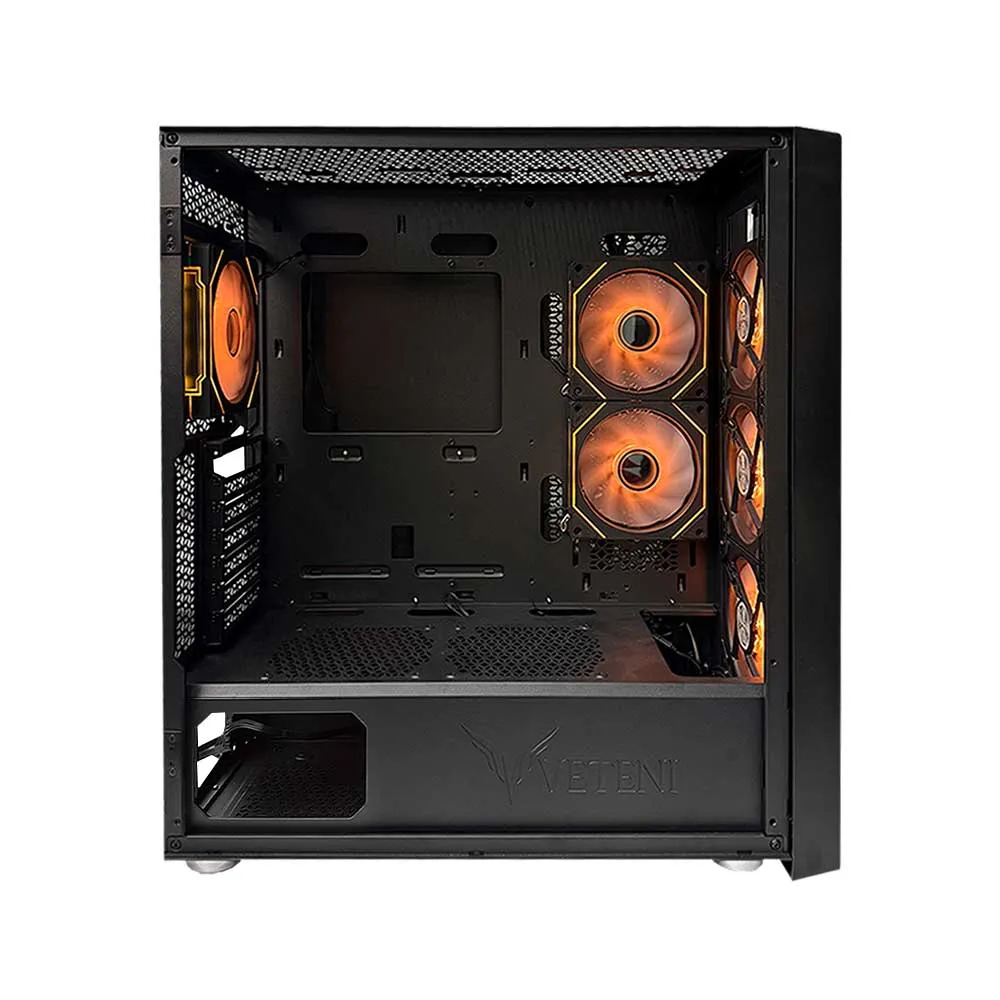 WJCOOLMAN Wanjia 360 Front Mesh +6 RGB Fnas, E-ATX/ATX/M-ATX/MINI-ITX, S360 Radiator, Silent - Black