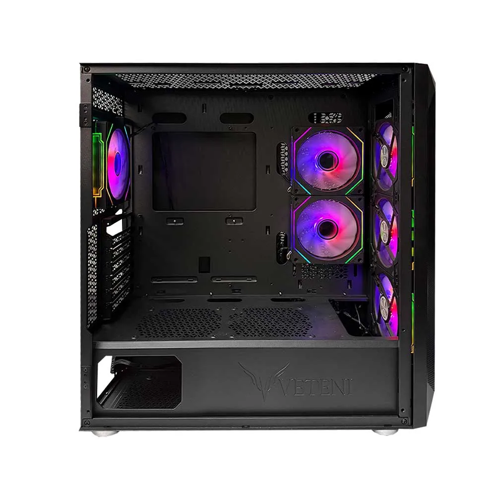 WJCOOLMAN Wanjia 360 Front Mesh +6 RGB Fnas, E-ATX/ATX/M-ATX/MINI-ITX, S360 Radiator, Silent - Black