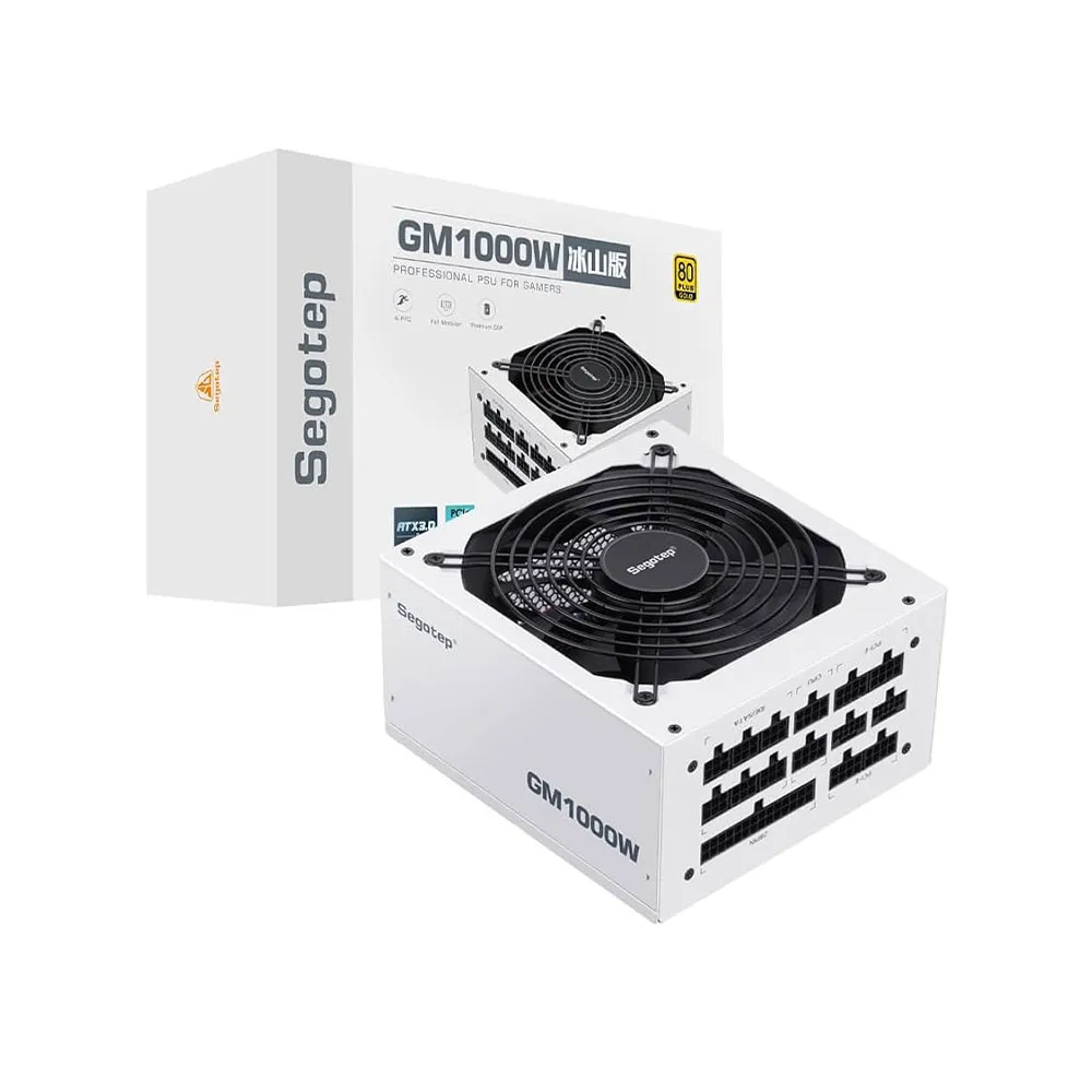 Segotep GM1000W Power Supply 1000W, PCIe 5.0 & ATX 3.0 Full Modular 80 Plus Gold Certified Gaming PSU - White