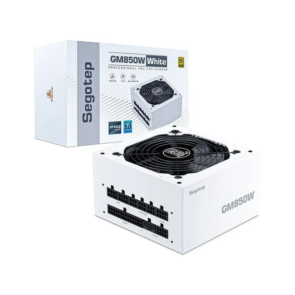 Segotep GM850W Power Supply 850W, PCIe 5.0 & ATX 3.0 Full Modular 80 Plus Gold Certified Gaming PSU - White