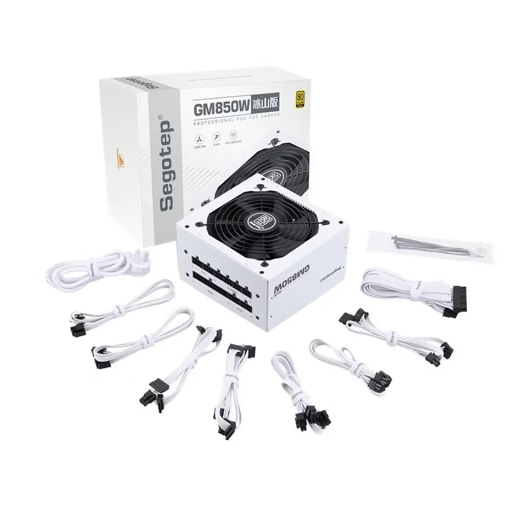 Segotep GM850W Power Supply 850W, PCIe 5.0 & ATX 3.0 Full Modular 80 Plus Gold Certified Gaming PSU - White
