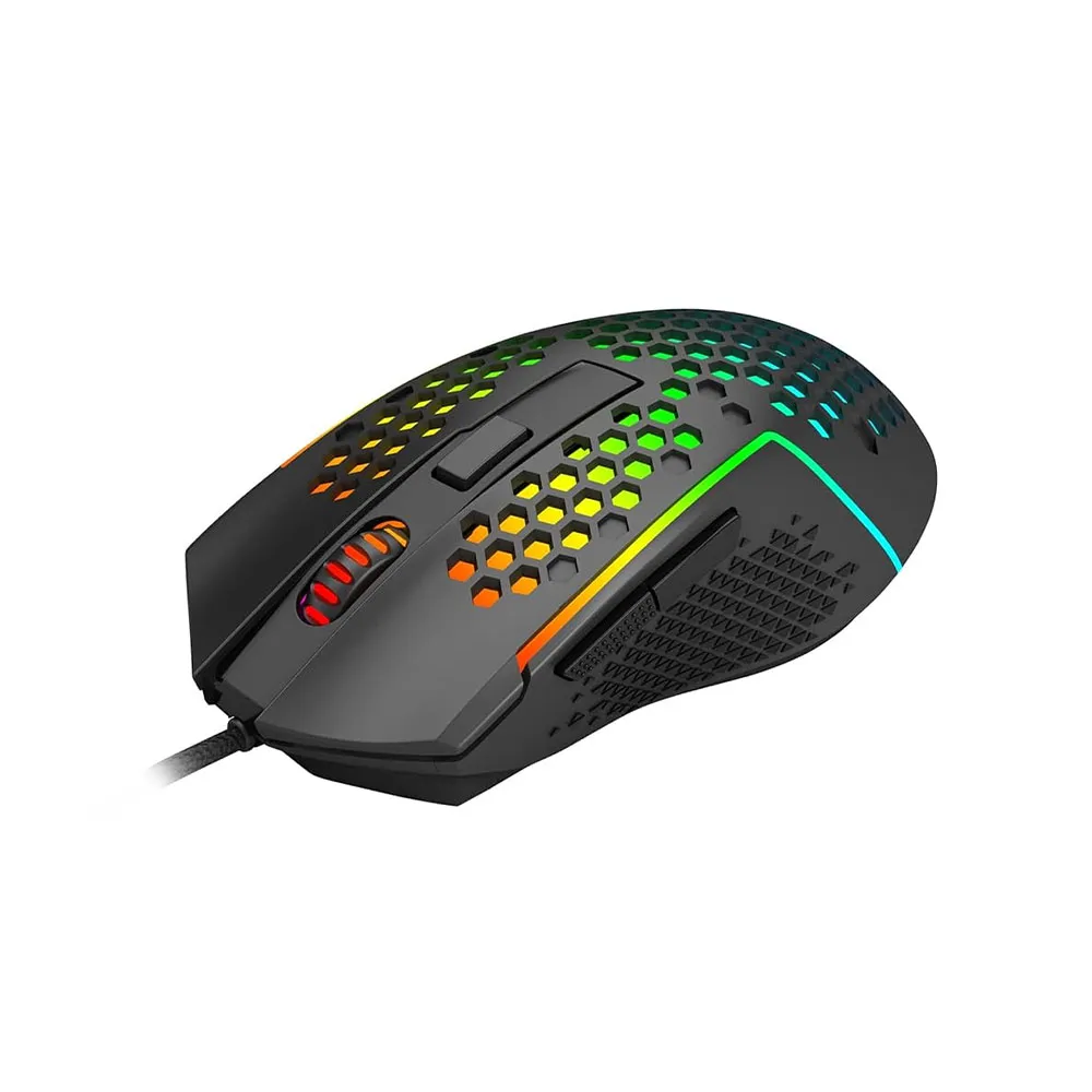 Redragon Reaping Plus M987P-K Lightweight 55g Honeycomb USB Gaming Mouse with RGB Backlit Wired 6 Buttons Programmable with 12400 DPI - Black