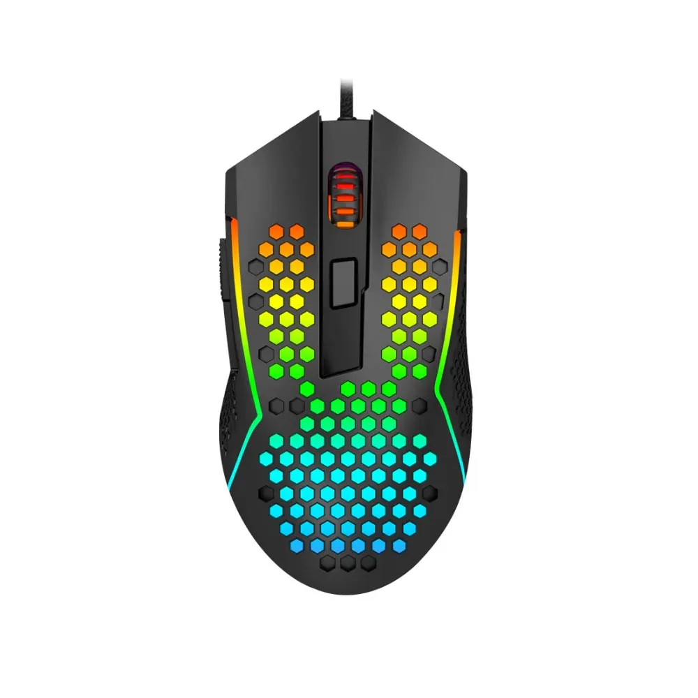 Redragon Reaping Plus M987P-K Lightweight 55g Honeycomb USB Gaming Mouse with RGB Backlit Wired 6 Buttons Programmable with 12400 DPI - Black
