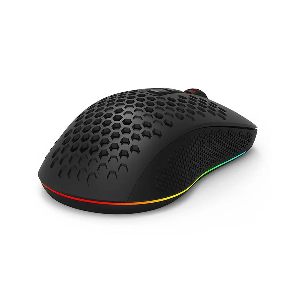 Redragon M694 Hana Wireless Gaming Mouse with Honeycomb Shell, 7200DPI Tri-Mode Wireless, RGB, 7 Programmable Buttons, 80 hours Battery Life - Black
