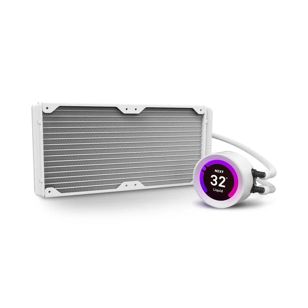 NZXT Kraken Z63 280mm Liquid CPU Cooler, RL-KRZ63-01, Customizable LCD Display, CAM V4 Powered, RGB Connector, 140mm Airb Cooler with 2 Fans - White