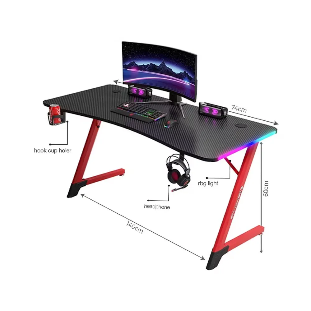 Gaming Desk D2209 RGB 140*60*74cm - RED