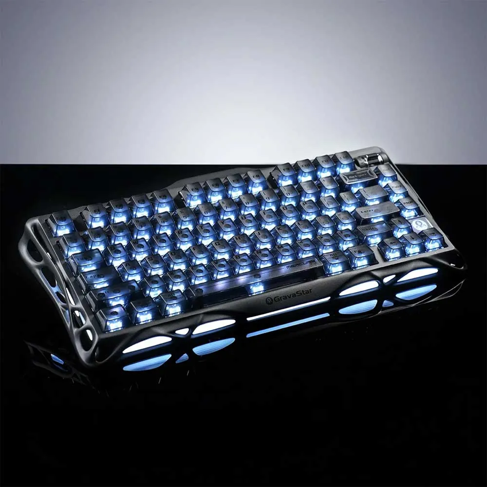 GravaStar Mercury K1, 75%, Wired/BT/2.4GHz, HS Linear Switches - Transparent Black