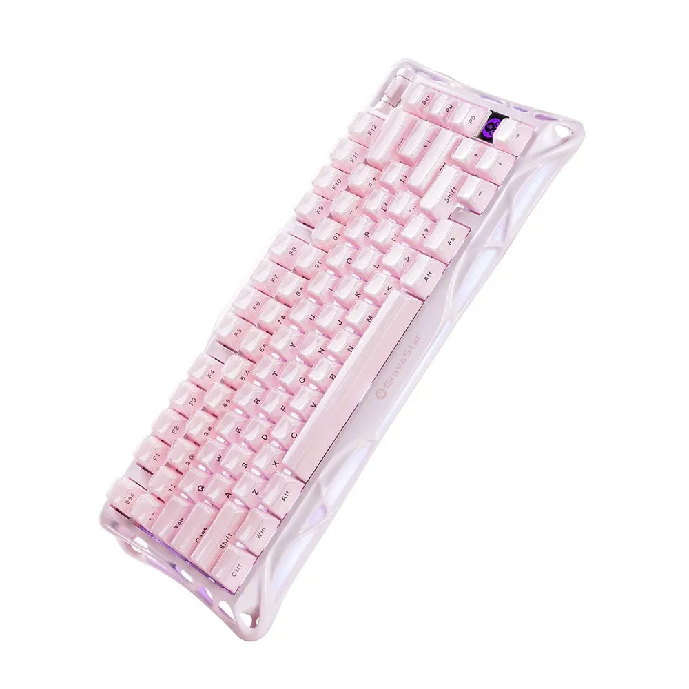 GravaStar Mercury K1 GSK1_P_PNK, 75%, Wired USB-C, 2.4, and BT, Custom Linear Switches - Sakura pink