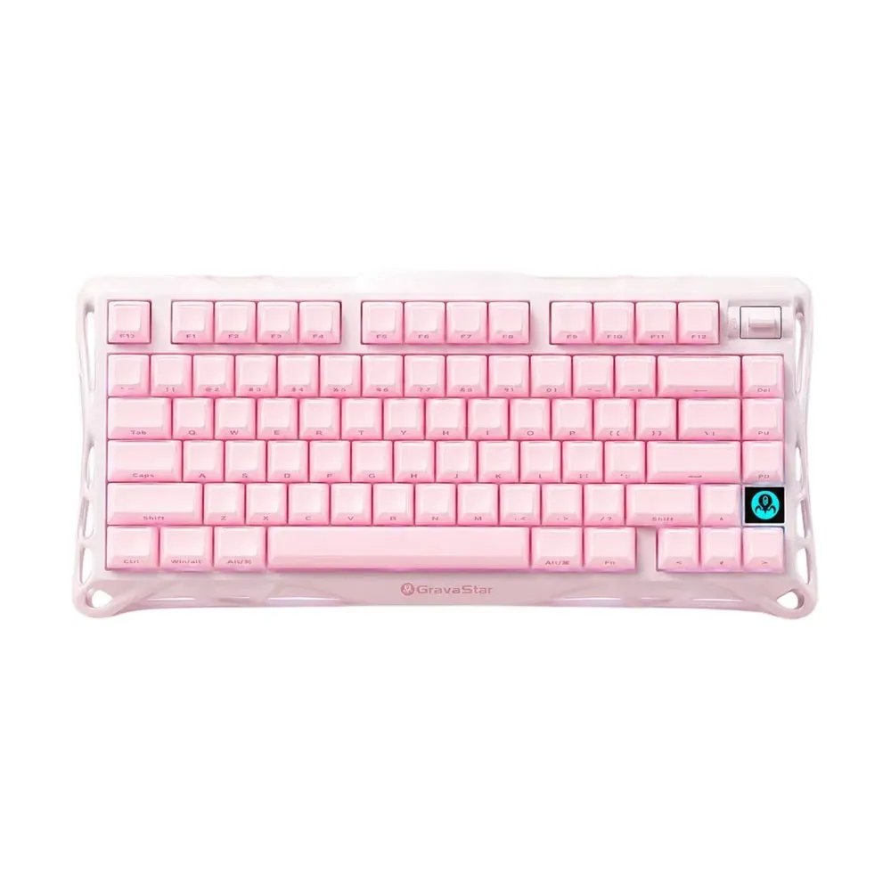 GravaStar Mercury K1 GSK1_P_PNK, 75%, Wired USB-C, 2.4, and BT, Custom Linear Switches - Sakura pink