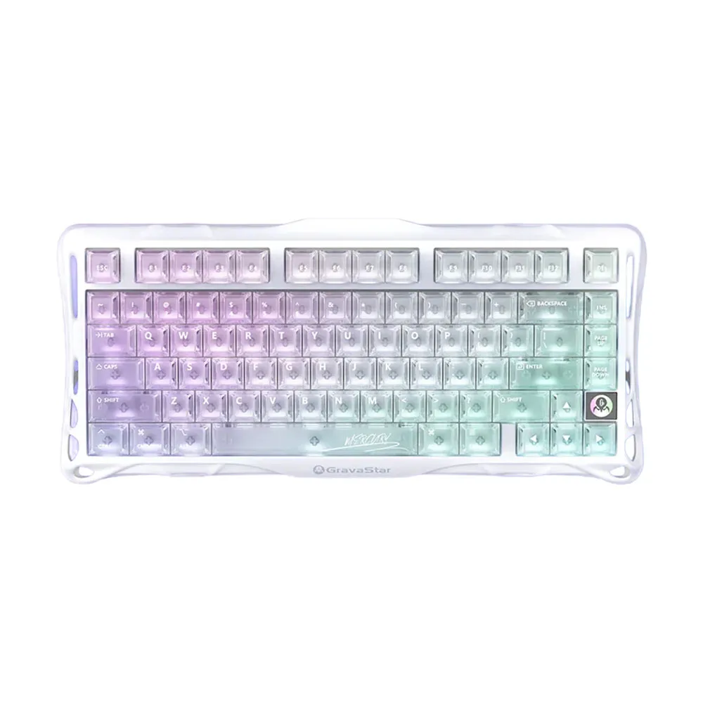 GravaStar Mercury K1 Lite GSk1LIte_XTAL_AUROA, 75%, 2.4GHz/BT/Wired, Pre-lubed Linear Switches - Crystal Aurora