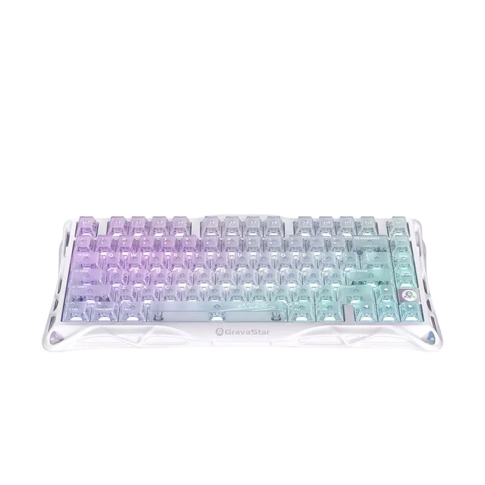 GravaStar Mercury K1 Lite GSk1LIte_XTAL_AUROA, 75%, 2.4GHz/BT/Wired, Pre-lubed Linear Switches - Crystal Aurora