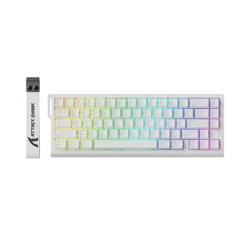 ATTACK SHARK X68 PRO HE Wireless Rapid Trigger, Adjustable Actuation,8K Polling Rate,Hall Effect Magnetic Switch,Hot-Swap,RGB Backlit - Contour White