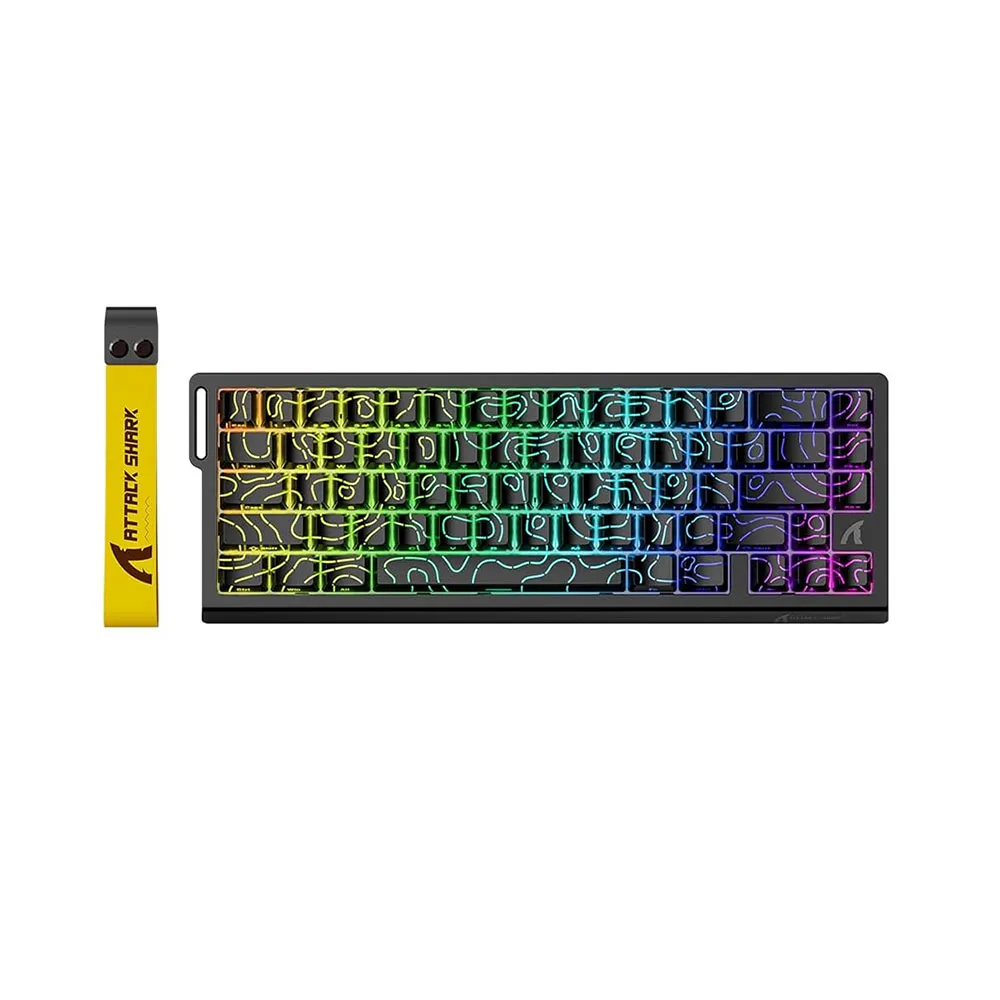 ATTACK SHARK X68 PRO HE Wireless Rapid Trigger, Adjustable Actuation,8K Polling Rate,Hall Effect Magnetic Switch,Hot-Swap,RGB Backlit - Contour Black