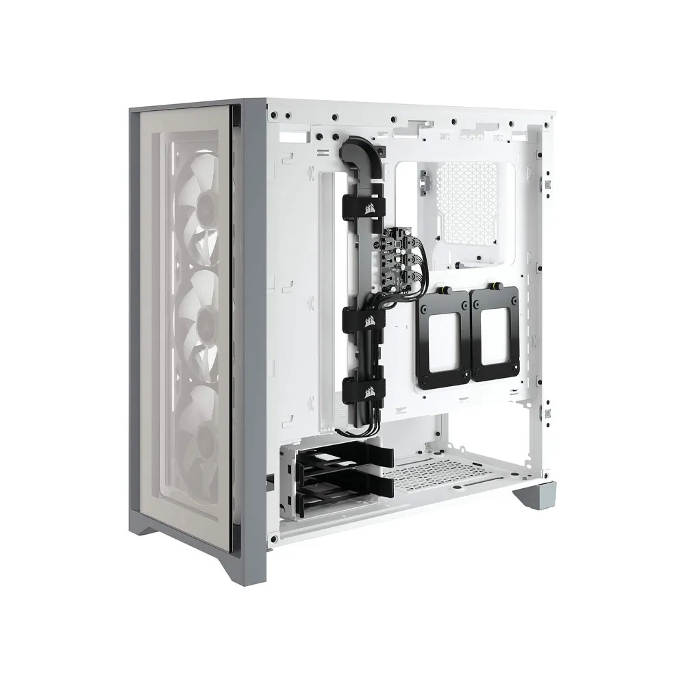 Corsair iCUE 4000X RGB Tempered Glass Mid-Tower ATX PC Case, 3X SP120 RGB Elite Fans, High Airflow - White