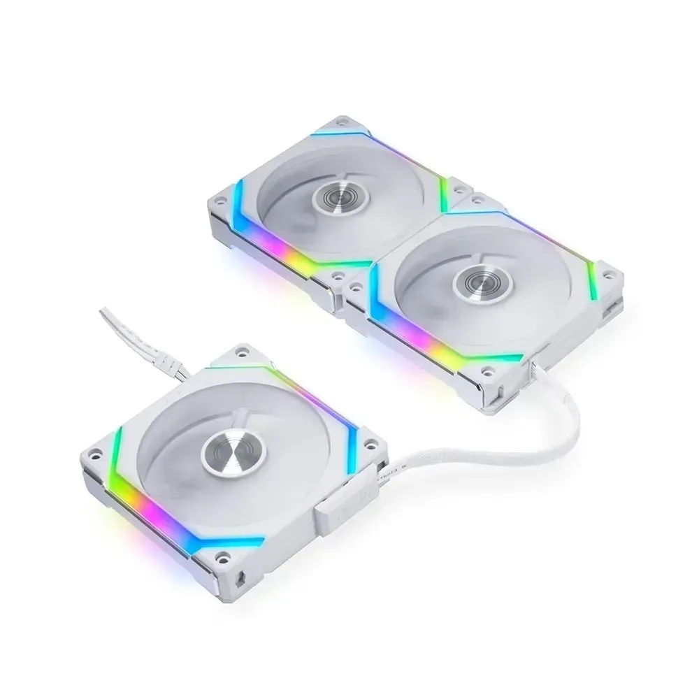 Lian Li O11 Dynamic Midi Tower, Tempered Glass (White) + Lian Li UNI Fan SL120 V2 RGB 2*Triple Pack (White)