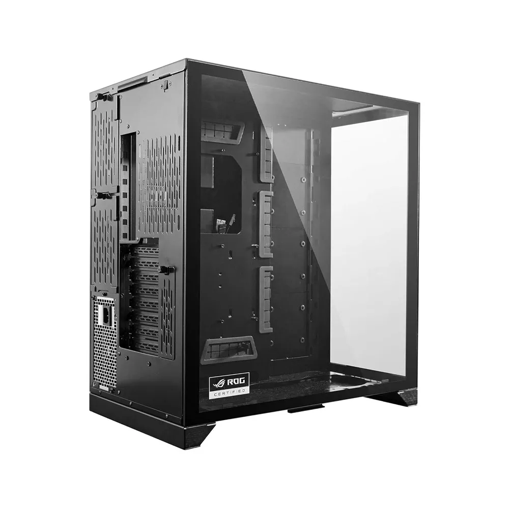 Lian Li O11D XL ROG Certified, Full Tower (Black) + Lian Li UNI Fan TL LCD 120 - 2*Triple Pack - ARGB Fan -FDB Bearing- Daisy-Chain Style - Dual Zone Lighting Effects (Black)