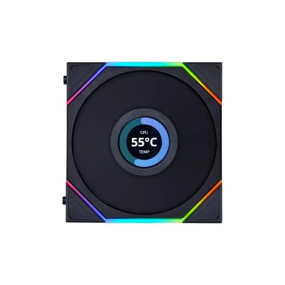 Lian Li O11D XL ROG Certified, Full Tower (Black) + Lian Li UNI Fan TL LCD 120 - 2*Triple Pack - ARGB Fan -FDB Bearing- Daisy-Chain Style - Dual Zone Lighting Effects (Black)