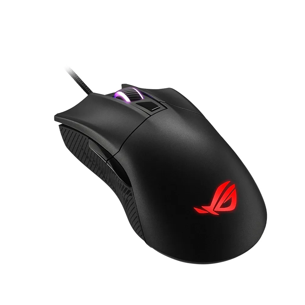 ASUS ROG Gladius II Core Optical Wired Gaming Mouse, Ergonomic Right-hand Grip, Lightweight, 6200 DPI, 6 Buttons , Aura Sync RGB Lighting - Black