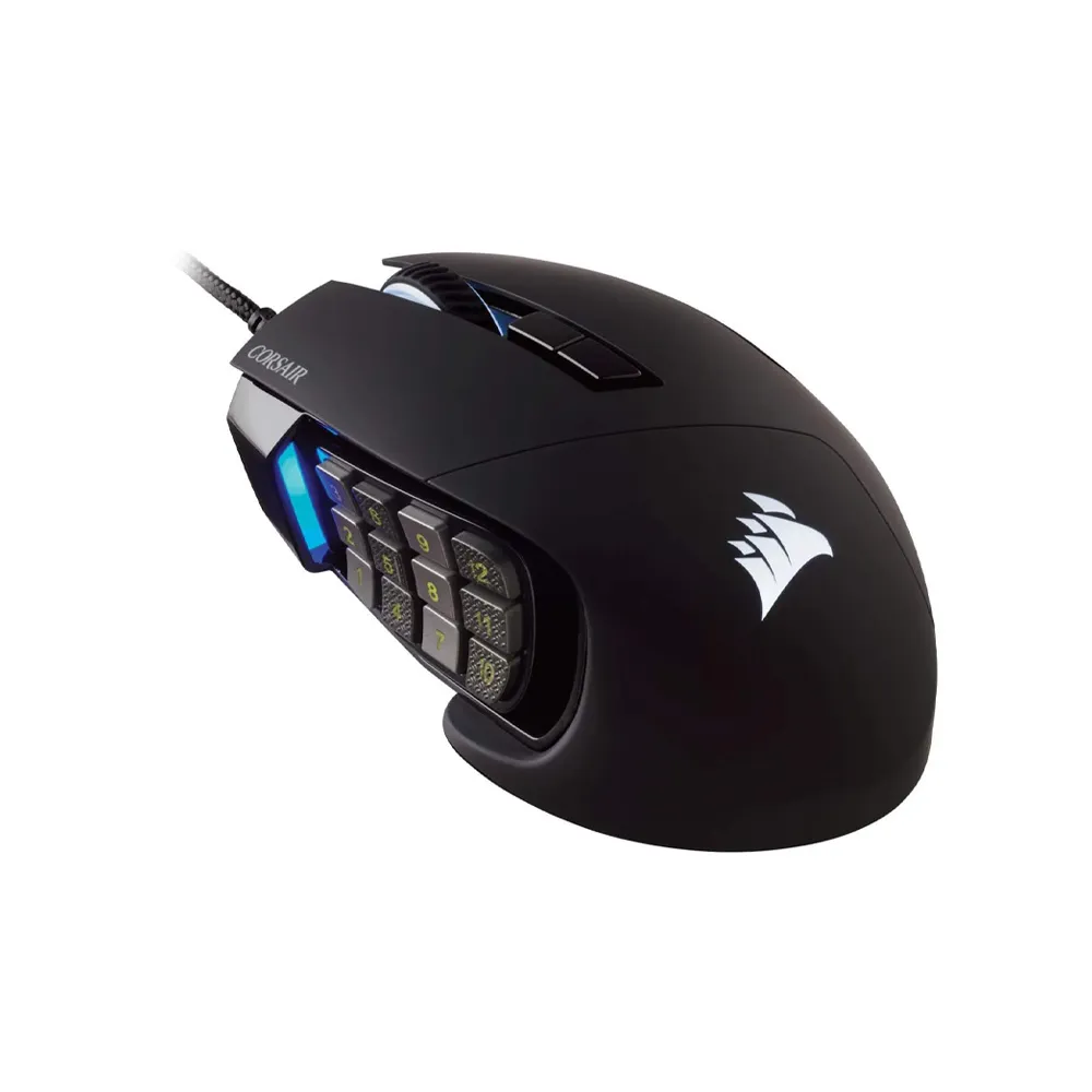 Corsair Scimitar Pro RGB, Wired Gaming Mouse, 16,000 DPI Optical Sensor, 12 Programmable Side Buttons - Black