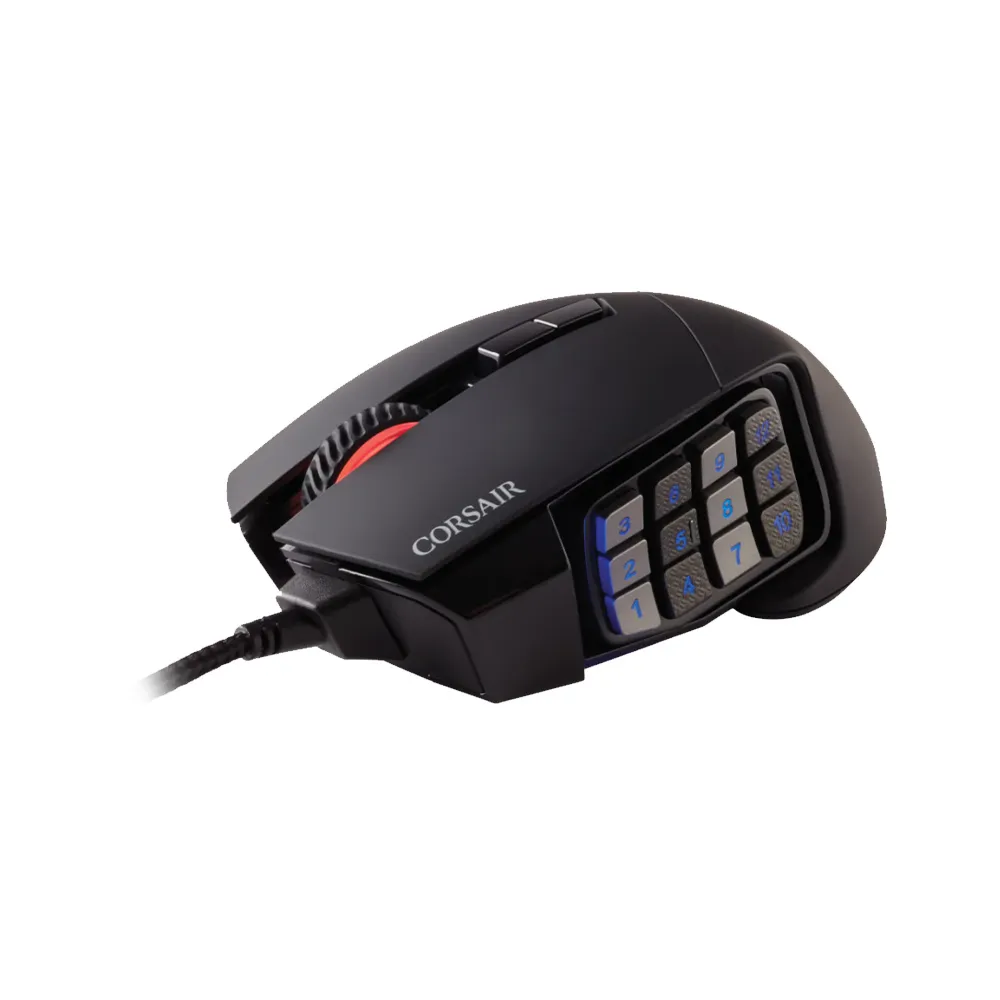 Corsair Scimitar Pro RGB, Wired Gaming Mouse, 16,000 DPI Optical Sensor, 12 Programmable Side Buttons - Black