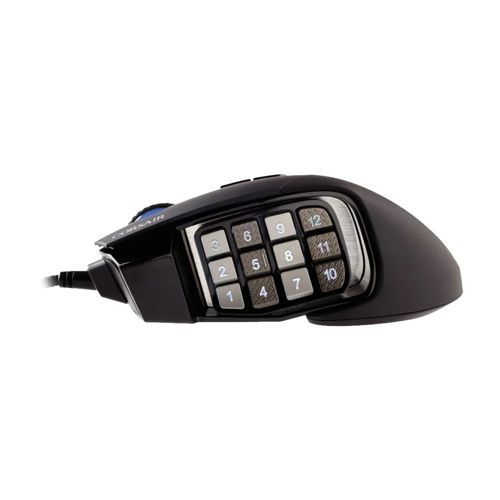 Corsair Scimitar Pro RGB, Wired Gaming Mouse, 16,000 DPI Optical Sensor, 12 Programmable Side Buttons - Black