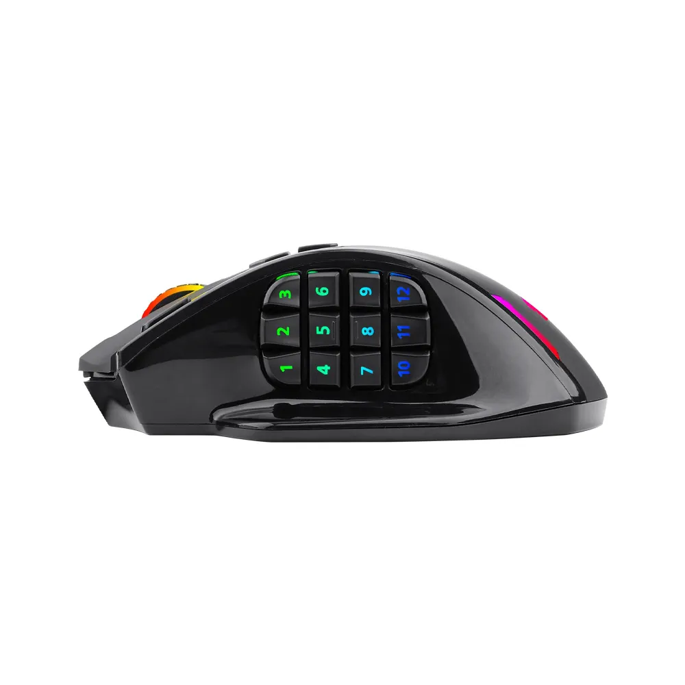 Redragon M913 Impact Elite Wireless Gaming Mouse, 16000 DPI Wired/Wireless RGB Gamer Mouse with 16 Programmable Buttons, 45 Hr Battery and Pro Optical Sensor, 12 Side Buttons MMO Mouse - Black