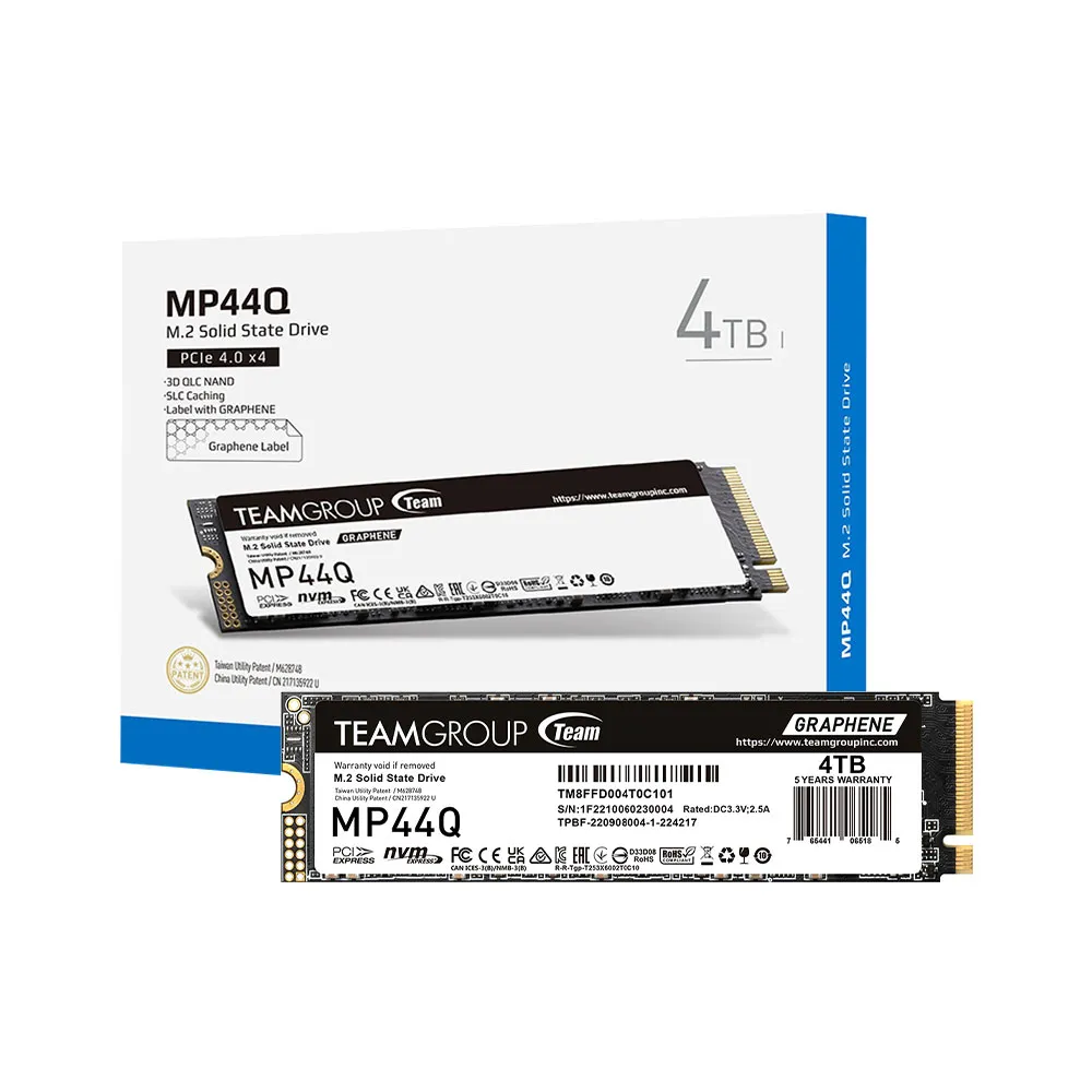 TEAMGROUP MP44Q 4TB SLC Cache Gen 4x4 M.2 2280 PCIe 4.0 w/NVMe SSD Read/Write Speed up to 7400/6500MB/s