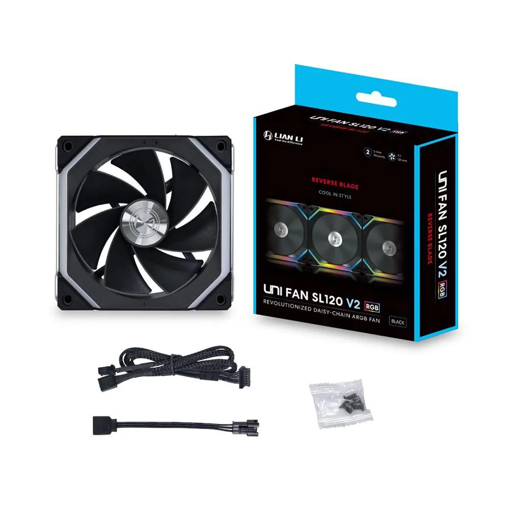 Lian-Li UNI SL120 V2 Reverse Blade Addressable RGB 120mm Fan - Black