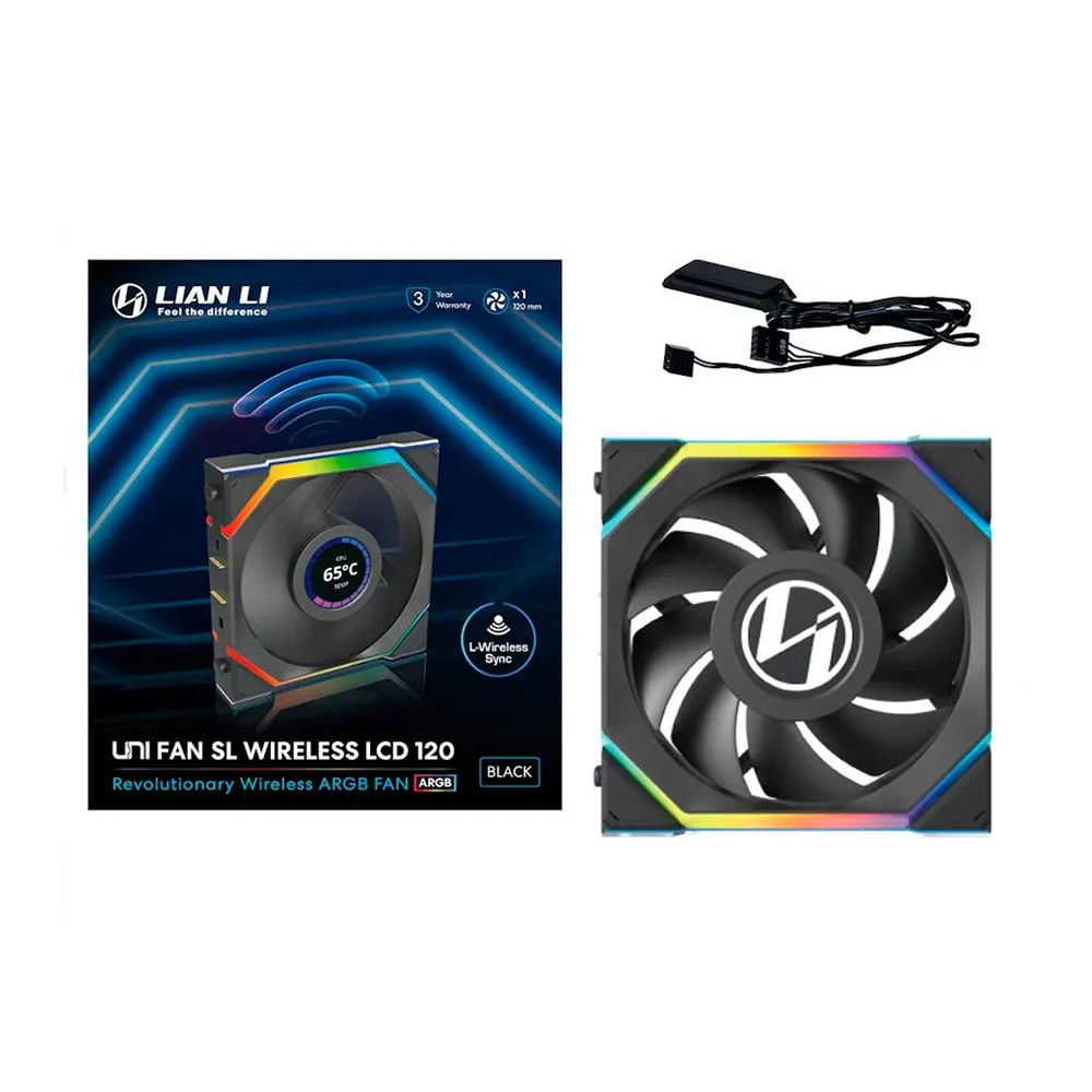 Lian Li UNI FAN SL Wireless LCD 120 - Single Fan - Forward -Black