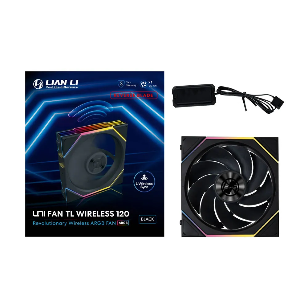 Lian Li UNI FAN TL Wireless 120 - Single Fan- Reverse Blade - Black