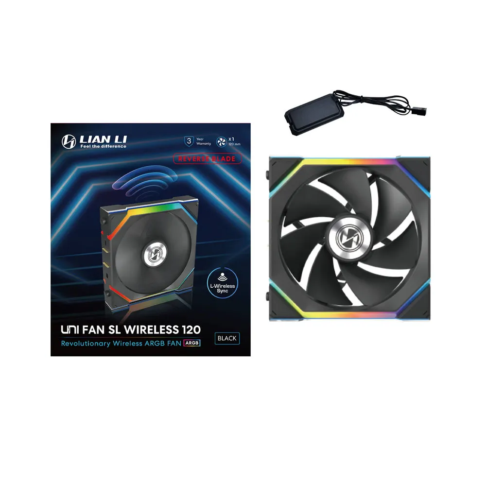 Lian Li UNI FAN SL Wireless 120 - Single Fan- Reverse Blade - Black