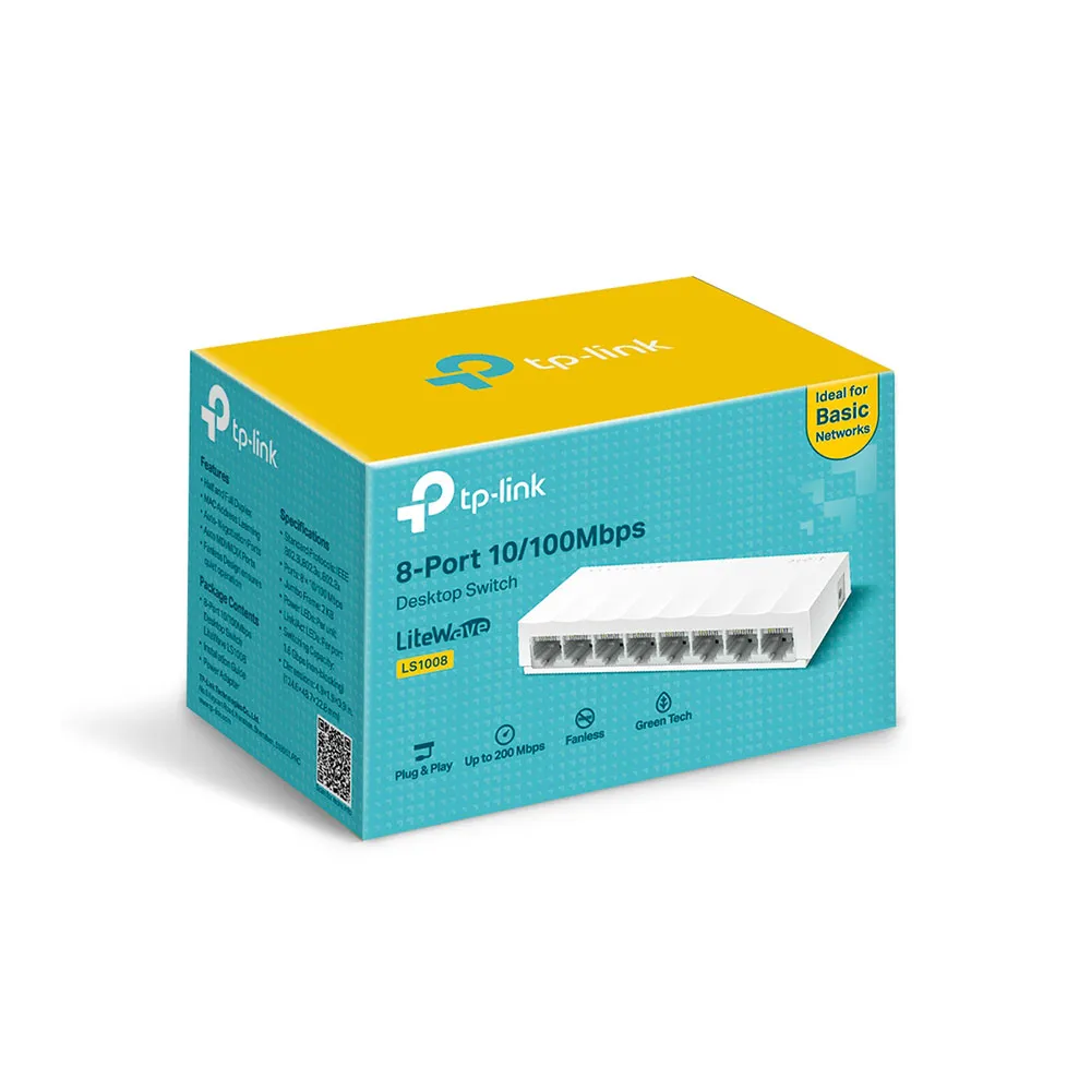TP-Link LS1008 8-Port 10/100Mbps Desktop Network Switch - White