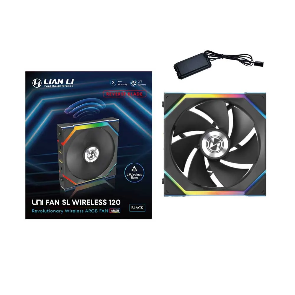 Lian Li UNI FAN SL Wireless 120 - Single Fan- Reverse Blade - Black