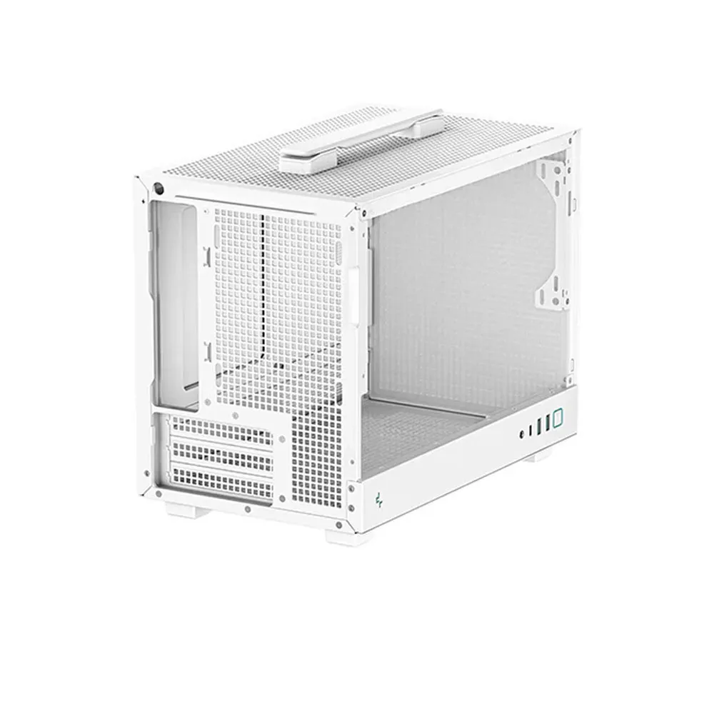 DeepCool CH160 Mini-ITX Computer Case, ABS+SPCC+Tempered Glass Materials, 3 Expansion Slots, x2USB3.0/Audio/1xGen2 Type-C Port - White
